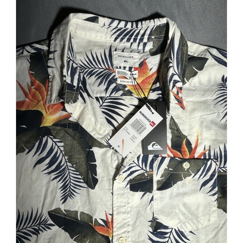 Quiksilver Poolsiders Short Sleeve Shirt Small Snow White New With Tags - Picture 7 of 13